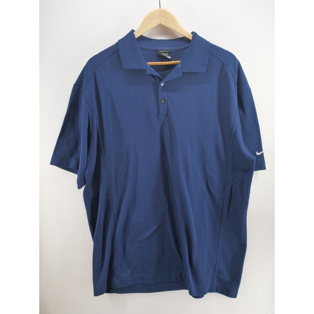 Nike Golf Clorox Logo Mens Blue Short Sleeve Dri-Fit Side‎ Slit Polo Shirt XL